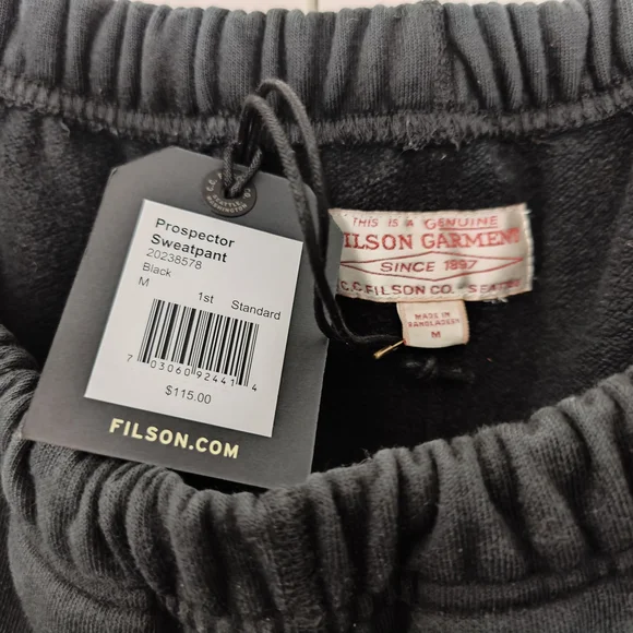 Filson Prospector Sweatpants - Black (M) NWT - Picture 8 of 9